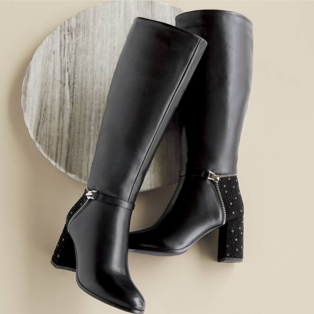 Midnight Velvet Black Heeled Boots